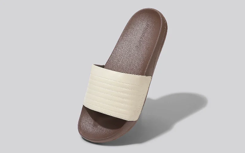 FootBed Slides for Men : Ivory Brown