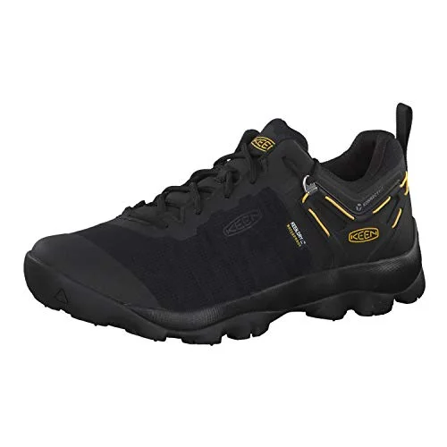 KEEN Men's Venture WP Hiking Boot, Black Yellow, 14