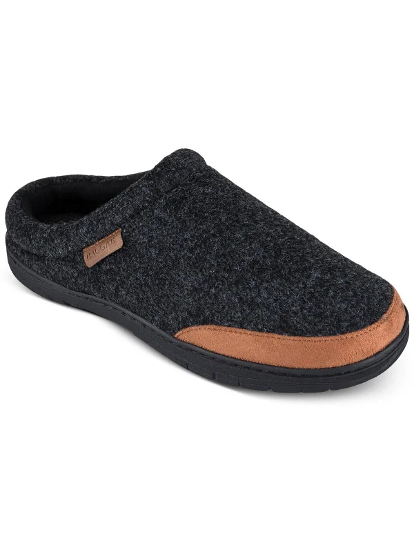 Mens Faux Trim Slip On Slide Slippers