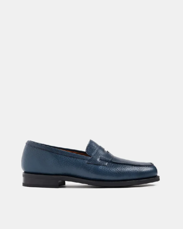 Navy Leather Loafer