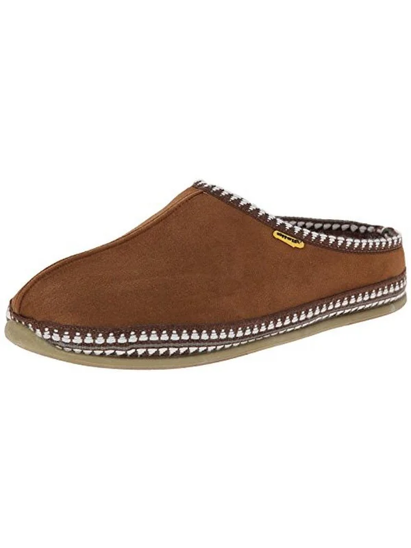 Wherever Mens Faux Suede Knit Trim Mule Slippers