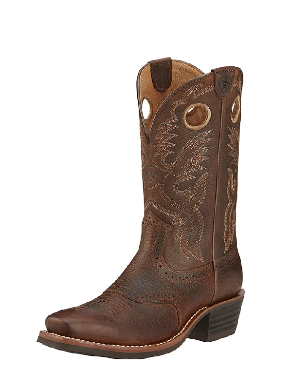 Ariat 10002227 Mens Heritage Roughstock Western Boot Brown Oiled Rowdy