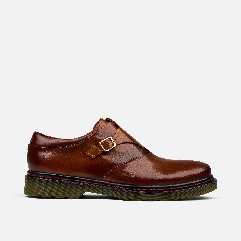 Kendrick Cognac Leather Monk Straps