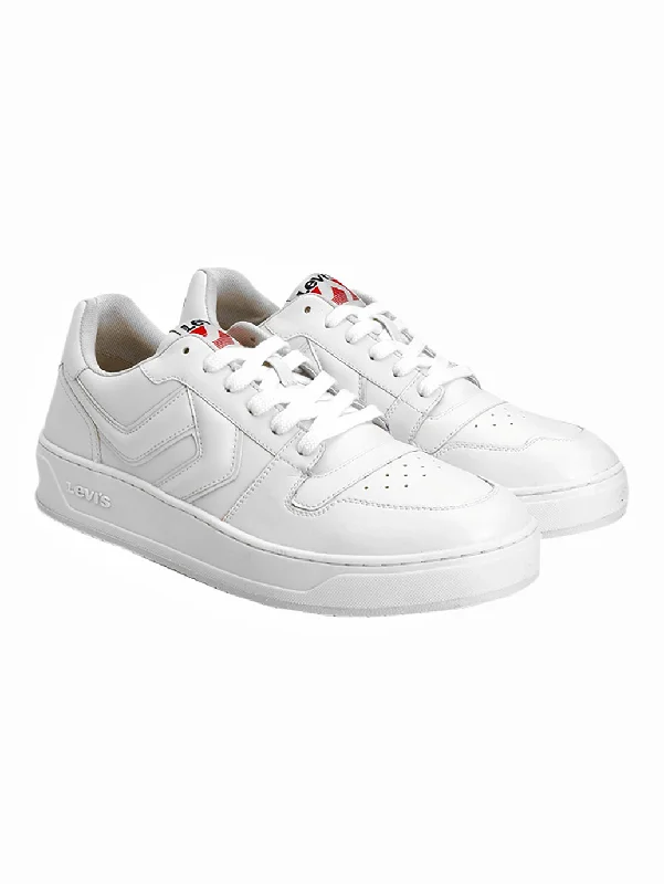 Men's White Solid Sneakers