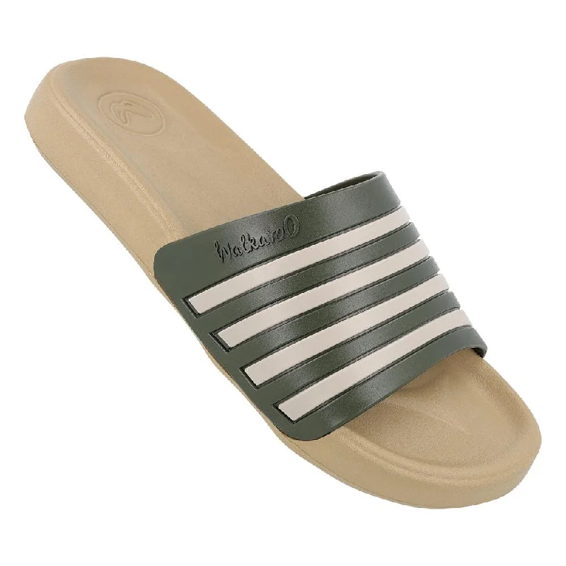 Walkaroo Mens Flip Flop Sliders  - WC4819 Khaki Olive